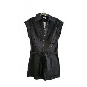 Helmut Lang Black Helix Jersey Short Sleeve Romper Jumpsuit Size P NWT Women's